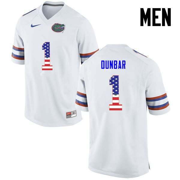 NCAA Florida Gators Quinton Dunbar Men's #1 USA Flag Fashion Nike White Stitched Authentic College Football Jersey EZV0164EH